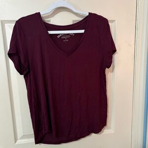 Aeropostale Seriously Soft V-Neck Maroon Tee